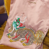 Embroidered satin shoulder bag
