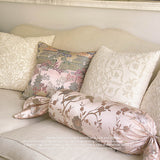 Weaving brocade pink throw pillow